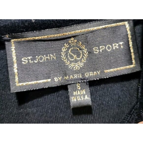 St John Sport Black Gold Velour Long Sleeve Mock Neck Top Sz S - Picture 5 of 6